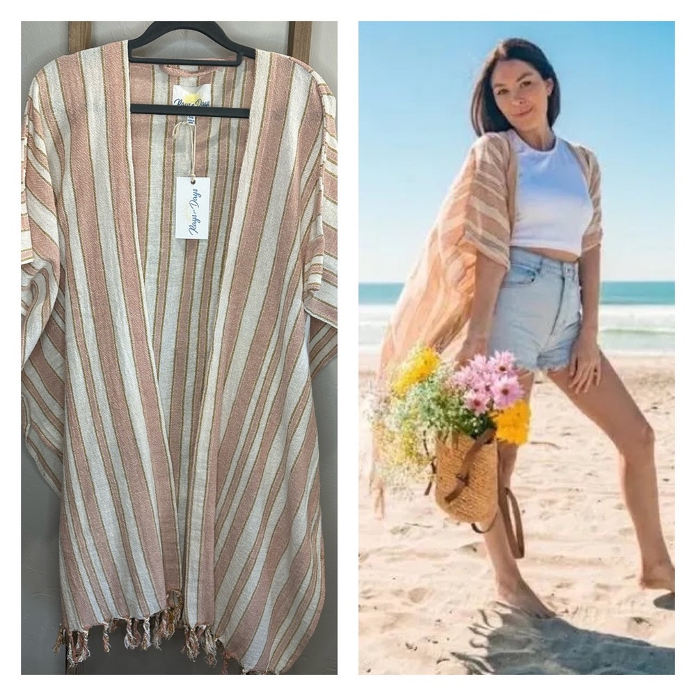NWT Revolve Rays for Days Cococabana Striped Cotton Kimono Coverup